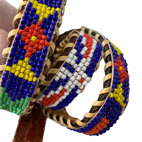 Hand Beaded Cowhide Leather Thin Eagle Belt 30 main image 7